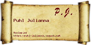Puhl Julianna névjegykártya